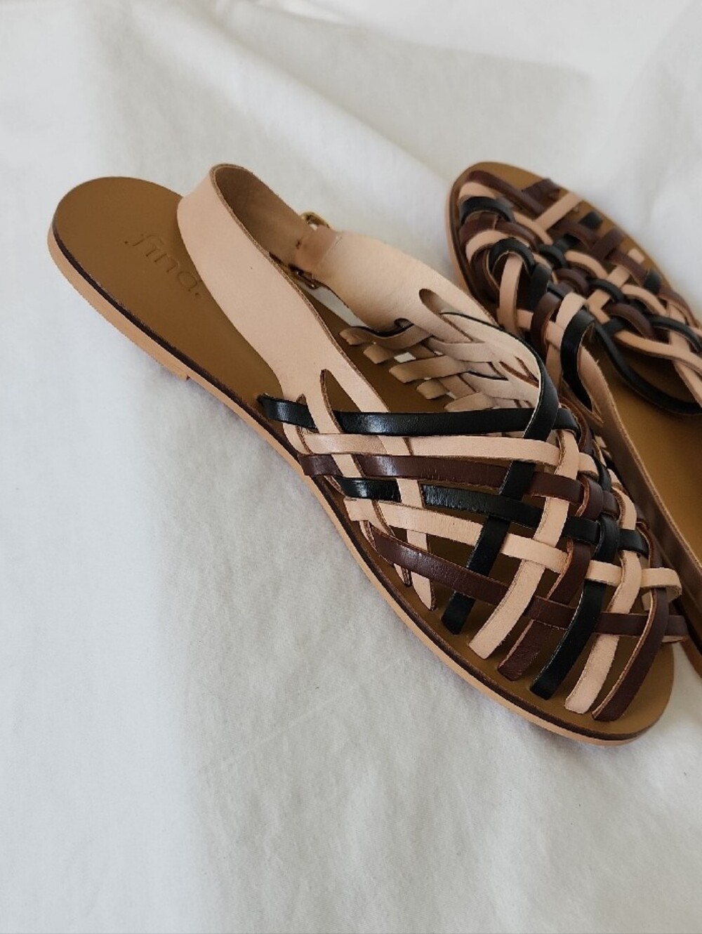 Find Woven Multi-Color Leather Slingback Sandals - Women Size 8.5 - Picture 6 of 8